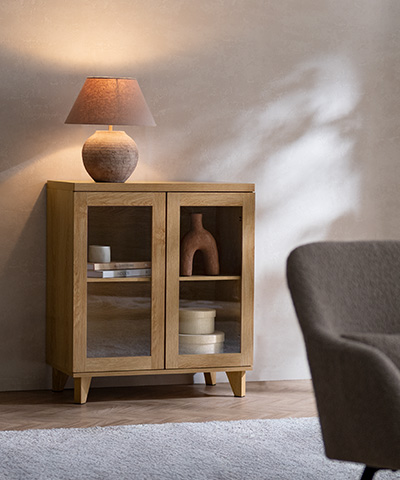 ガラス扉キャビネット Clana(クラ―ナ)幅70cmタイプ