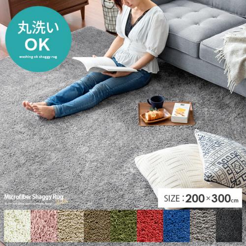 洗えるマイクロファイバーシャギーラグ 【200x300cm 長方形】